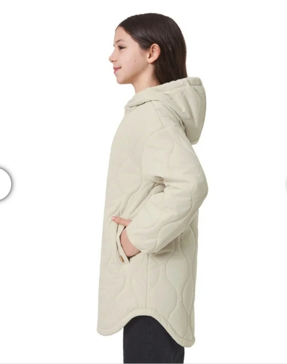 New!Mondetta Youth Quilted Jacket Cream Hooded Coat M 10/12 Cottage Core Y2K Out - Picture 2 of 11
